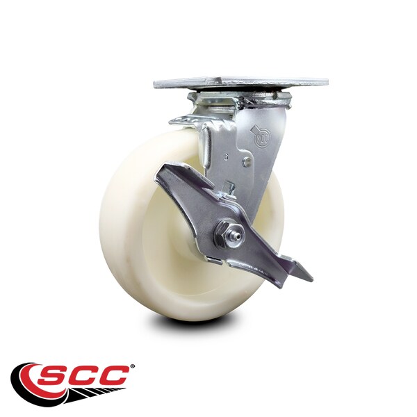 6 Inch Nylon Swivel Caster With Roller Bearing And Brake